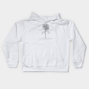 Sunflower Line Drawing - Black Kids Hoodie